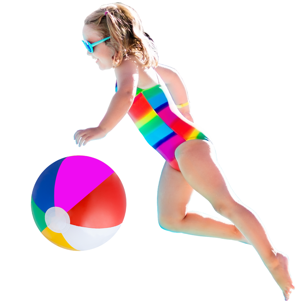 Parrots-Landing-Swimming-Pools-girl-with-beach-ball-and-colorful-suit